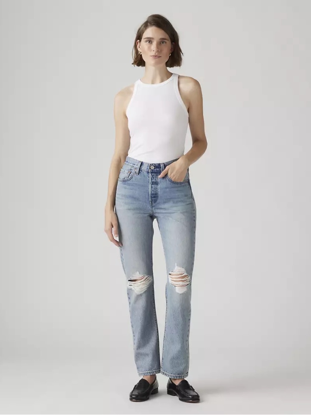 NWT Levi’s 501 Original Distressed Straight Leg Jeans